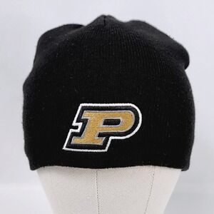 Purdue Boilermakers Black Fitted Knit Beanie Hat Captivating Headgear NCAA
